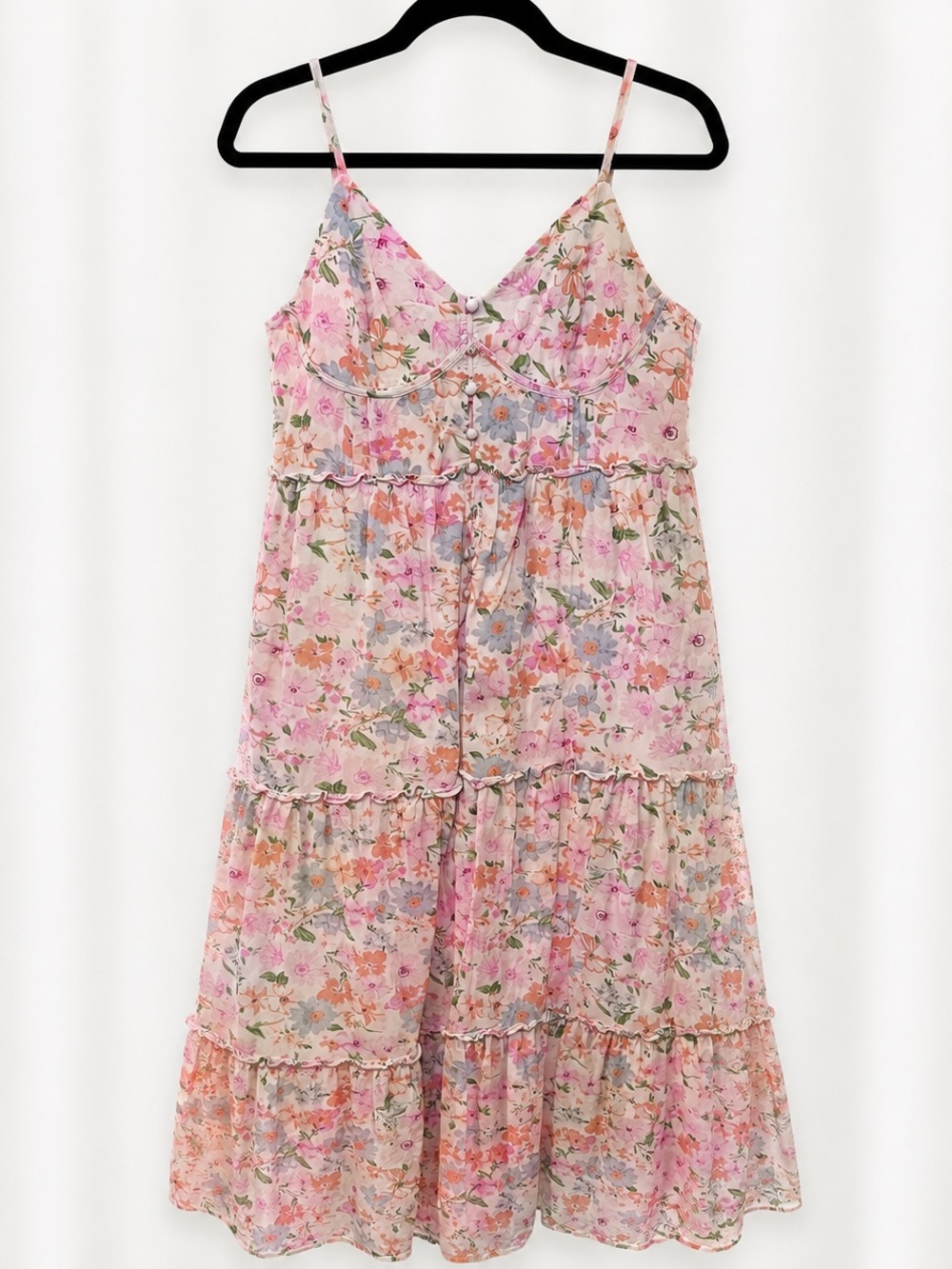 And Now This Pink Floral Tiered Sundress